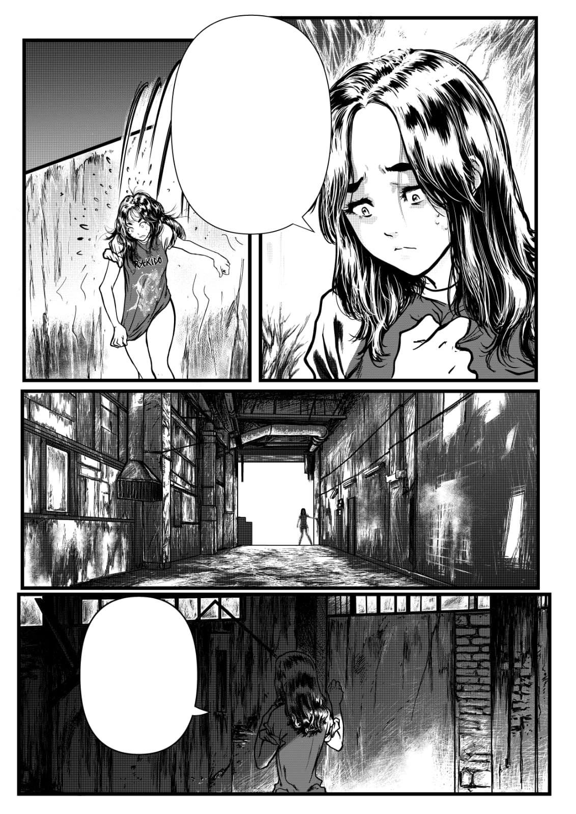 Ejemplo de página de cómic en blanco y negro