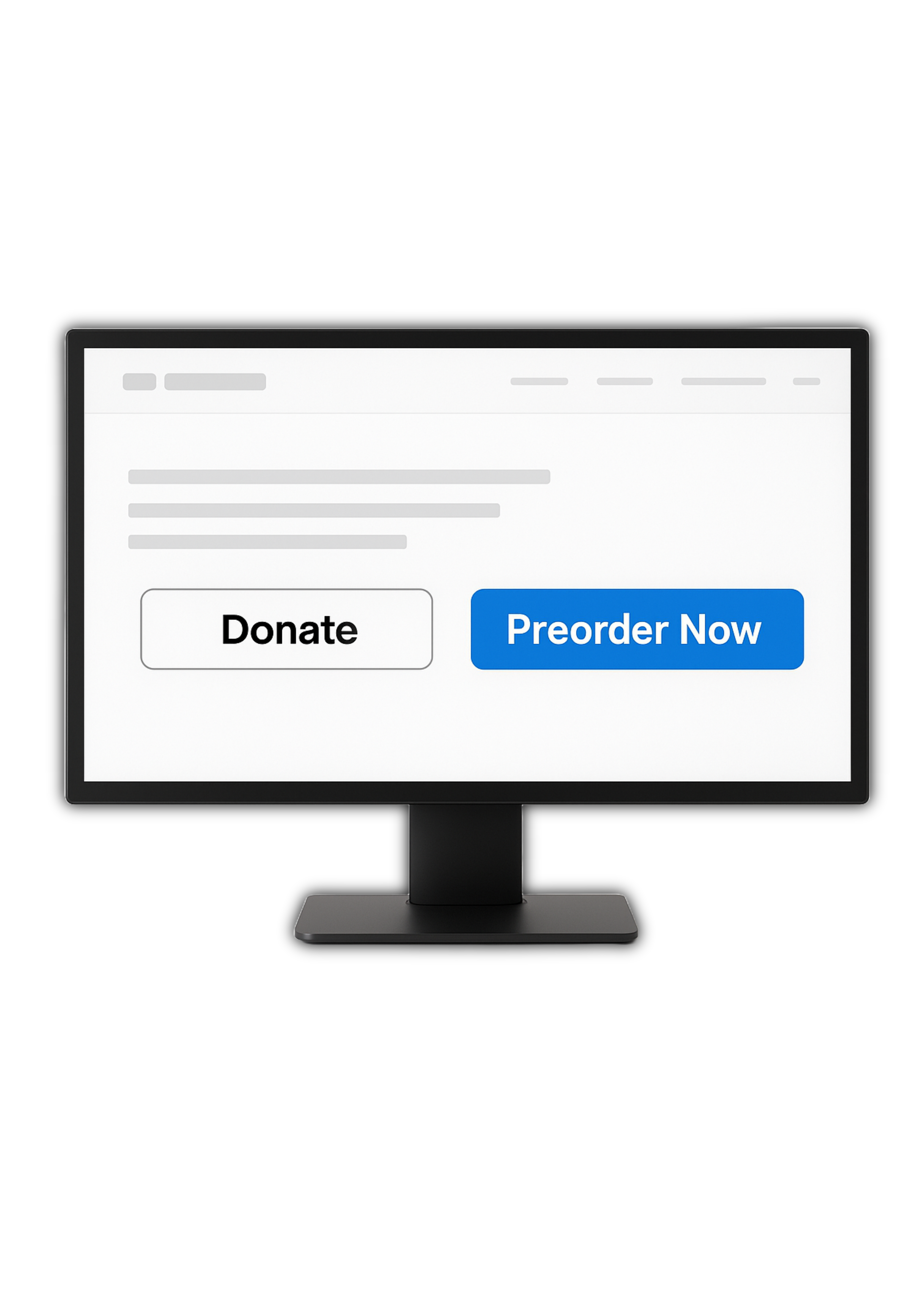 Ejemplo de página web con botones de donación y preventa